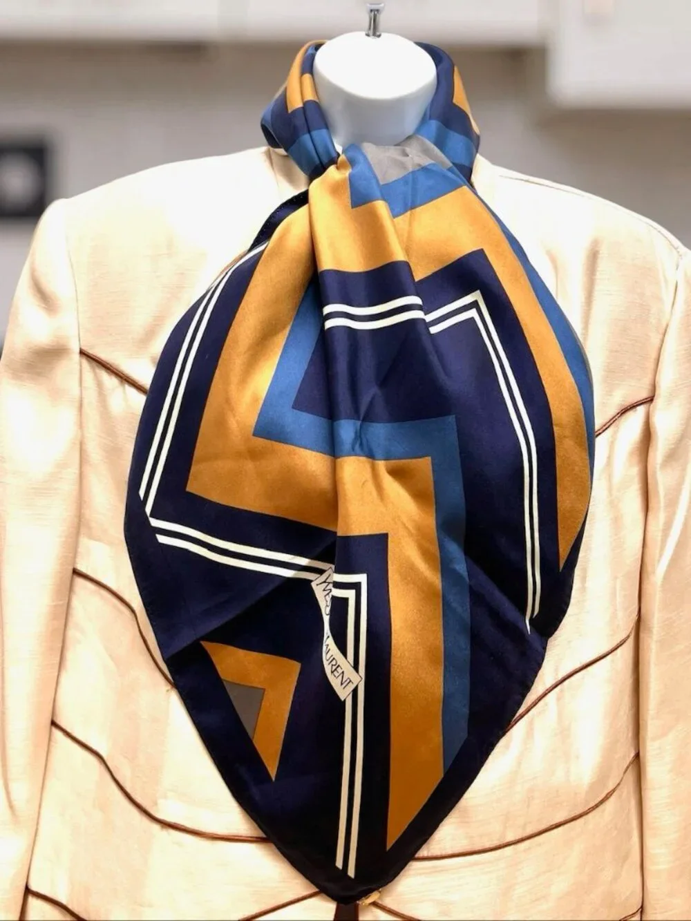 Yves Saint Laurent YSL  Silk Satin Scarf 34